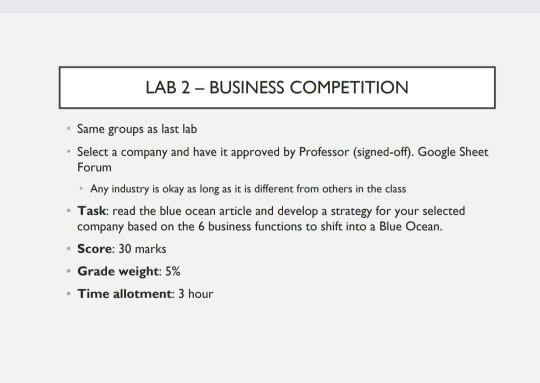 LAB 2 - BUSINESS COMPETITION Same groups as last