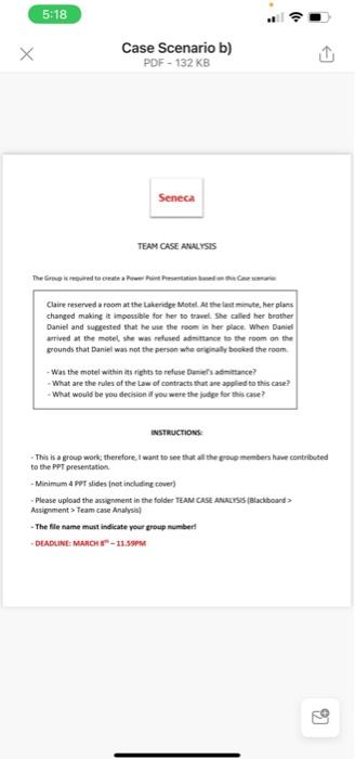 5:18 Case Scenario b) PDF - 132 KB Seneca TEAM