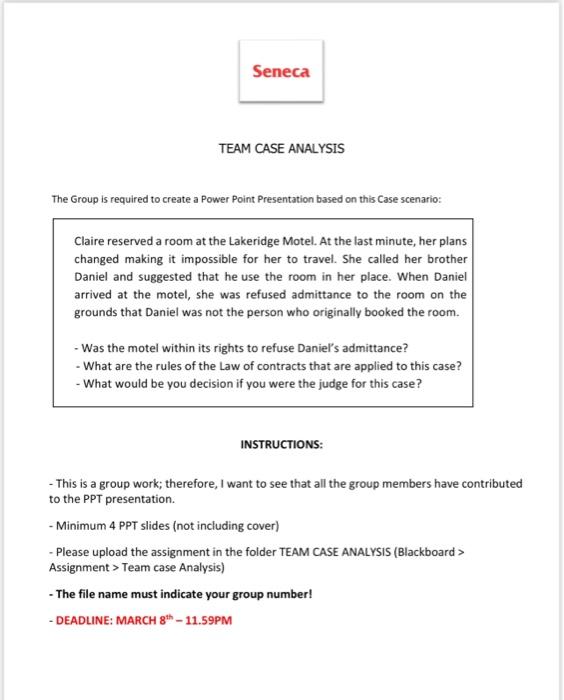 5:18 Case Scenario b) PDF - 132 KB Seneca TEAM