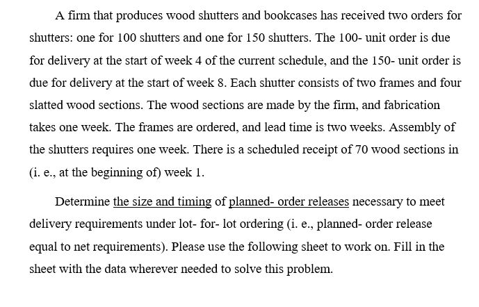 A firm that produces wood shutters and bookcases