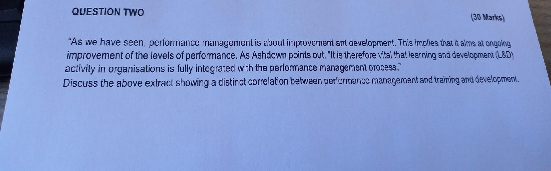 QUESTION TWO (30 Marks) "As we have seen,