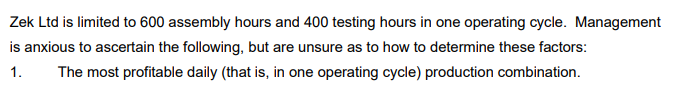 QUESTION TWO [40] Zek Ltd assembles heavy