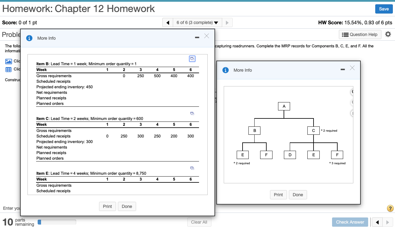 The following figure shows the bill of material