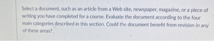 Select a document, such as an article from a Web