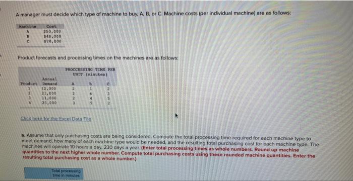 A manager must decide which type of machine to