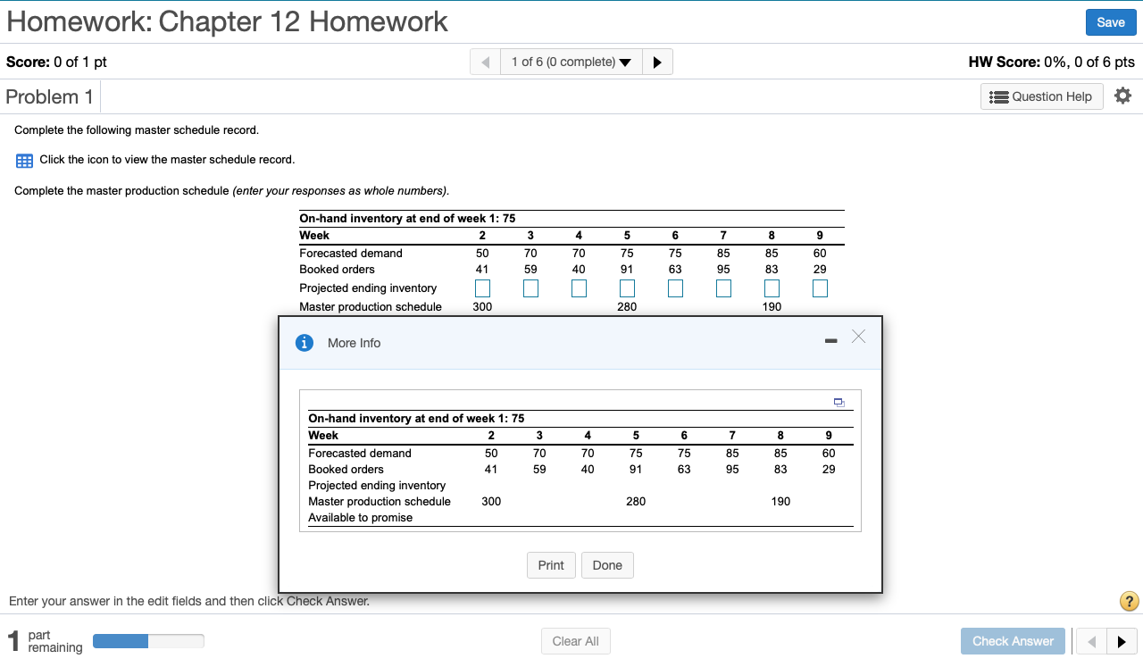 Complete the master production schedule (enter