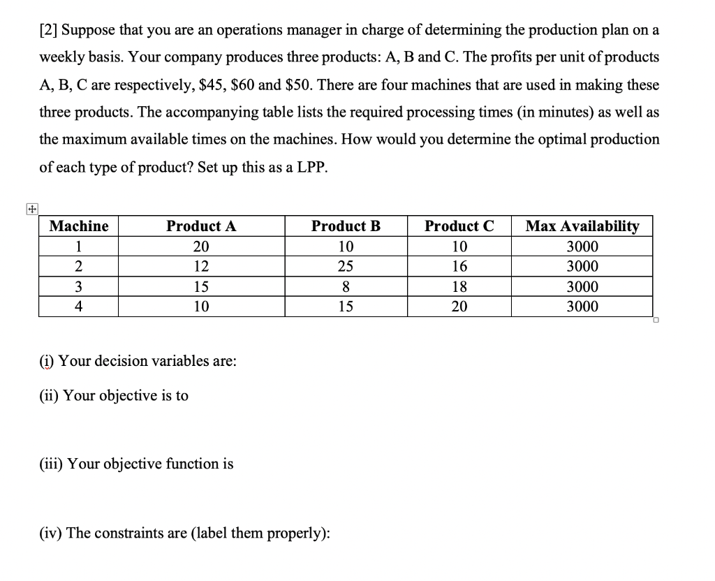 [2] Suppose that you are an operations manager in