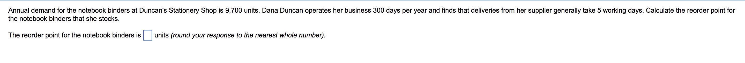 Annual demand for the notebook binders at