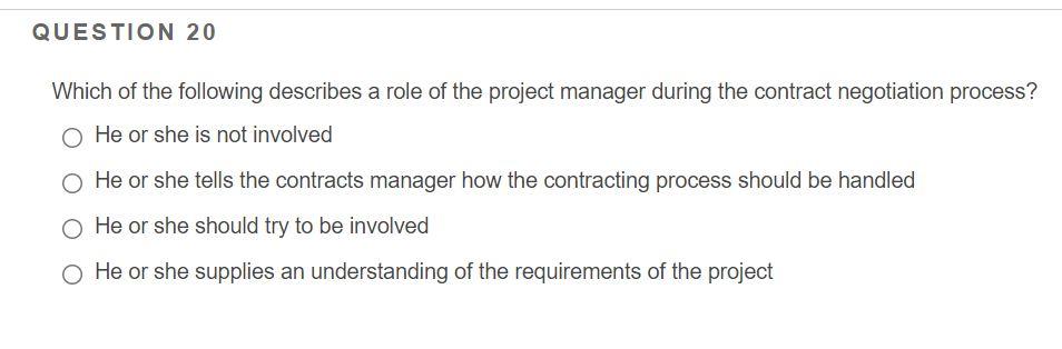 QUESTION 20 Which of the following describes a