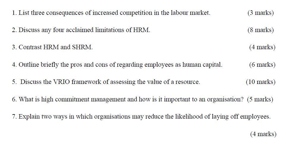 1. List three consequences of increased
