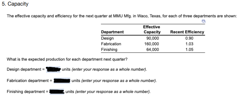 The effective capacity and efficiency for the