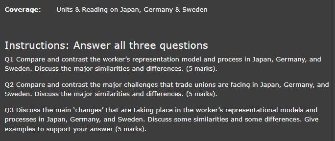 Coverage: Units & Reading on Japan, Germany &