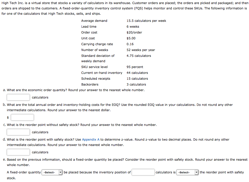 High Tech Inc. is a virtual store that stocks a