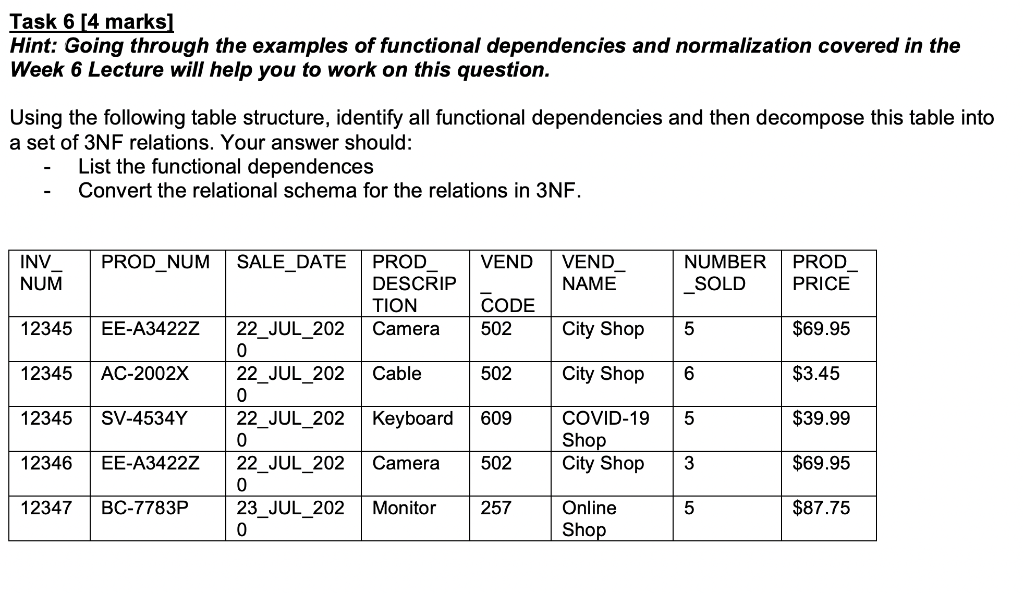Task 6 [4 marks] Hint: Going through the examples