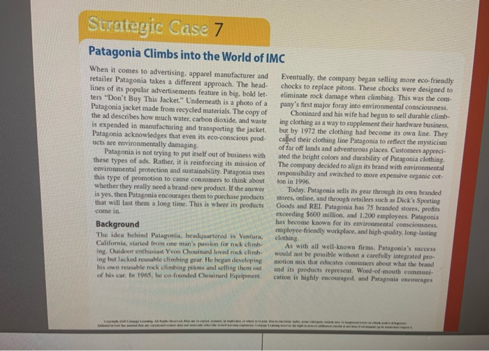 Strategic Case 7 Patagonia Climbs into the World