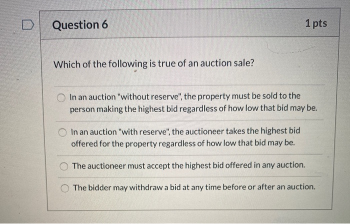 Question 6 1 pts Which of the following is true