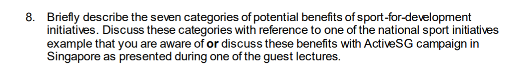 8. Briefly describe the seven categories of