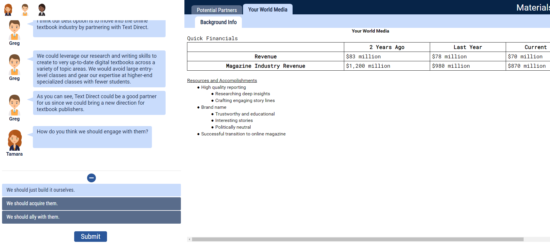 Resources and Accomplishments High quality