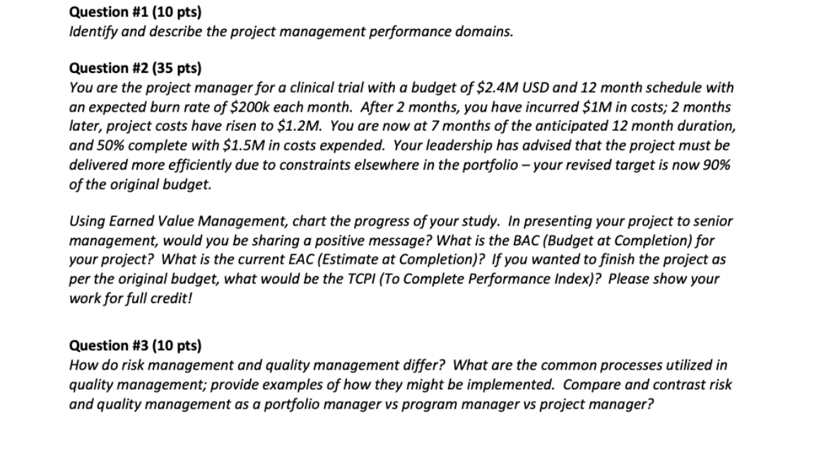 Question #1 (10 pts) Identify and describe the