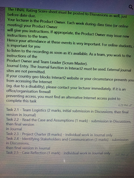 The FINAL Rating Score sheet must be posted to