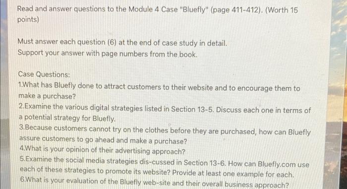 Read and answer questions to the Module 4 Case