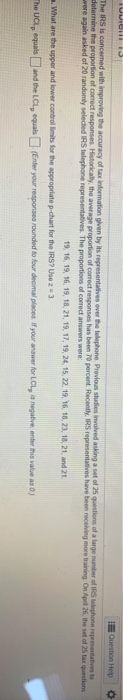 Question Help The IRS is concerned with improving