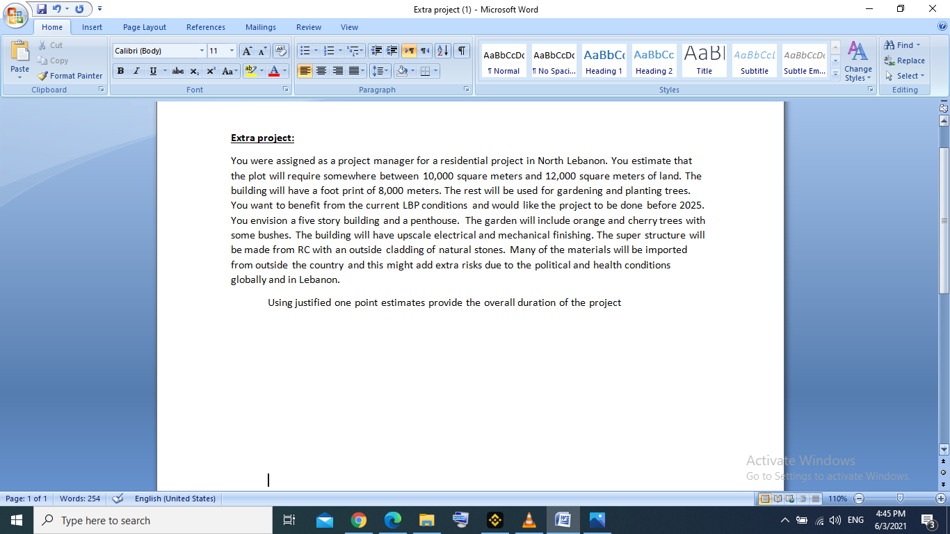 Extra project (1) - Microsoft Word Cla Home