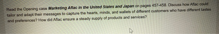 Read the Opening case Marketing Aflac in the