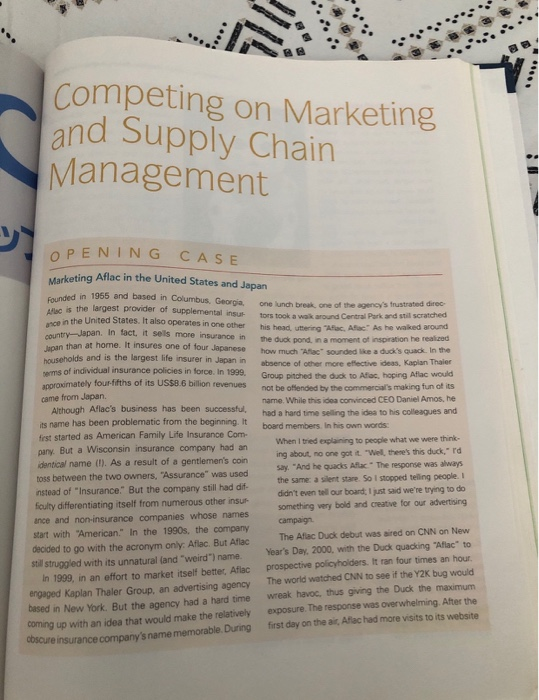 Read the Opening case Marketing Aflac in the