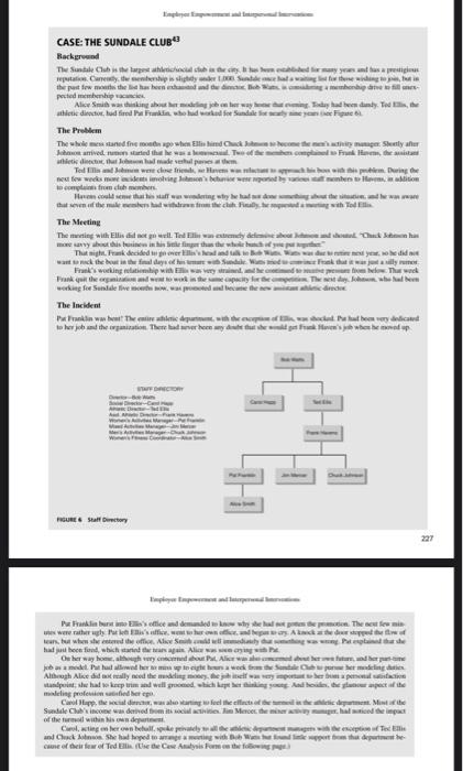 READ THE SUNDALE CLUB CASE AND THEN COMPLETE THE