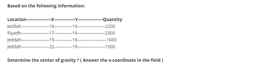 Based on the following information: