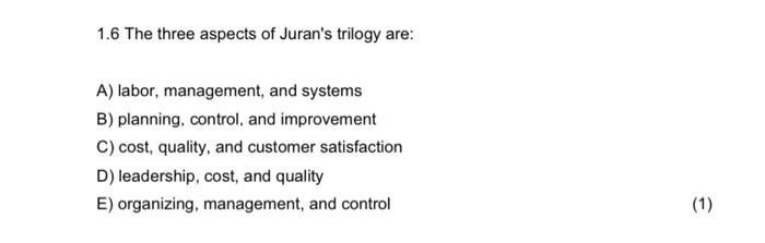 Choose the correct answee 1.6 The three aspects