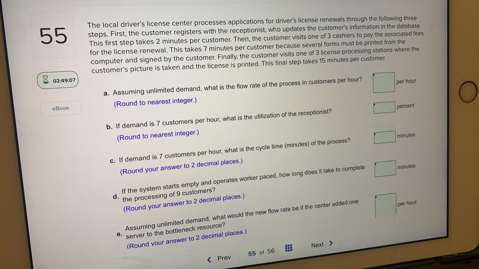 55 The local driver's license center processes