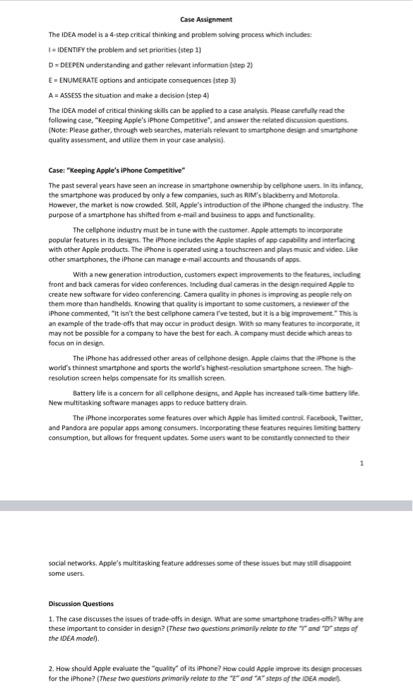 1. The case discusses the issues of trade -offs