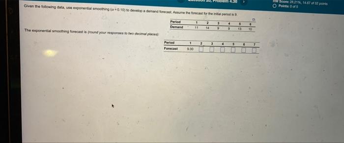 Given the following data, use exponential
