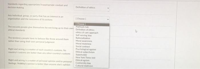 Standard de colate/inappropriate conduct and