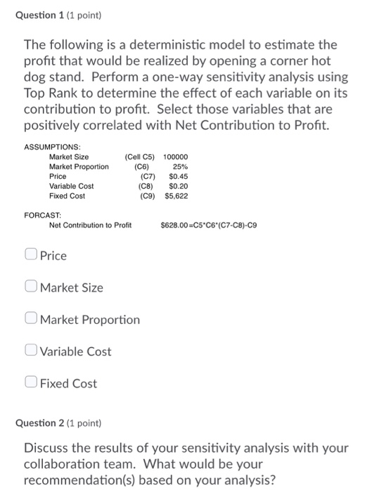 Question 1 (1 point) The following is a