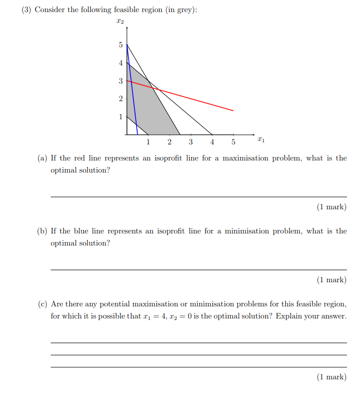 (3) Consider the following feasible region (in
