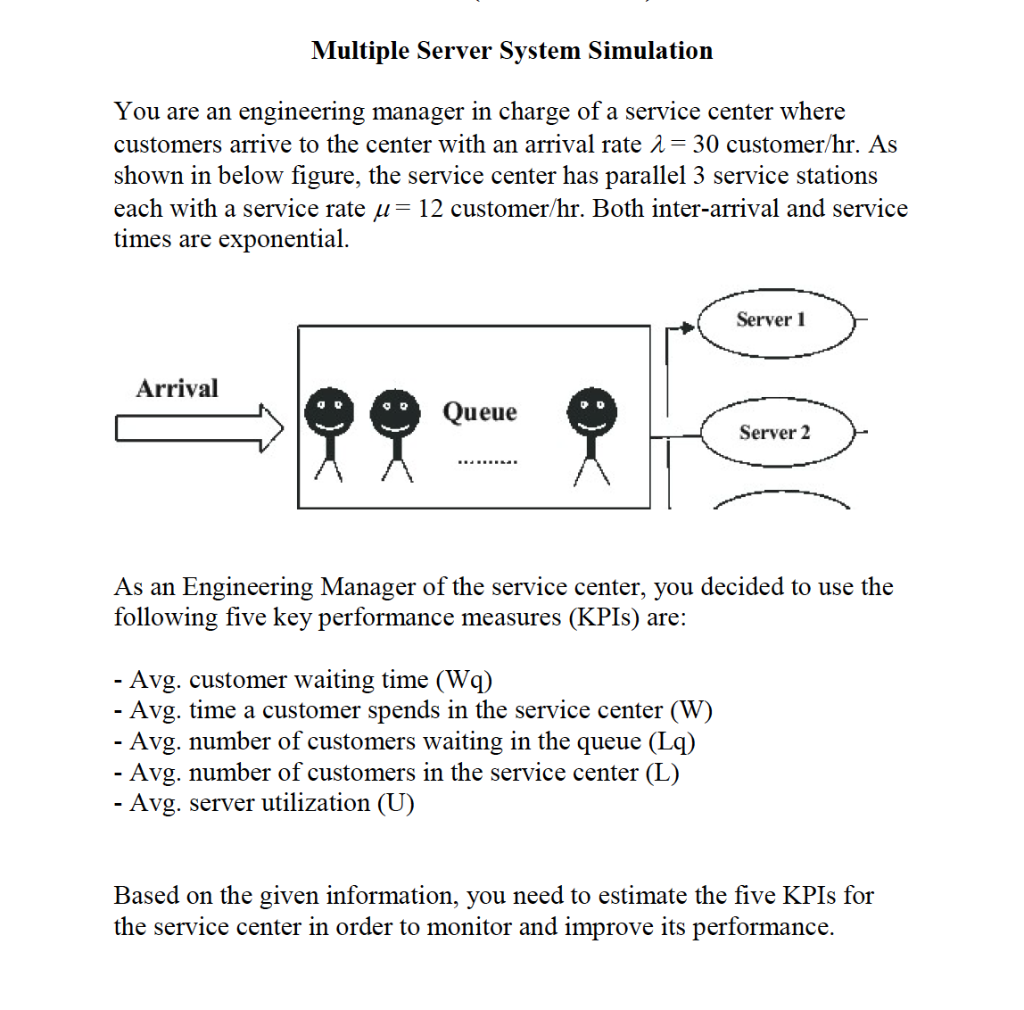 Multiple Server System Simulation You are an