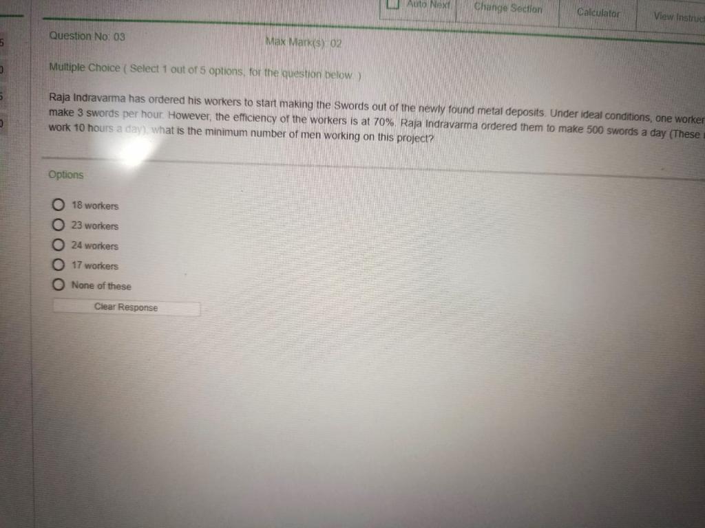 Auto Next Change Section Calculator View Instruc