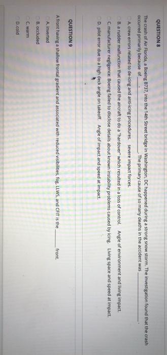 QUESTION 6 training for flight crews is focused