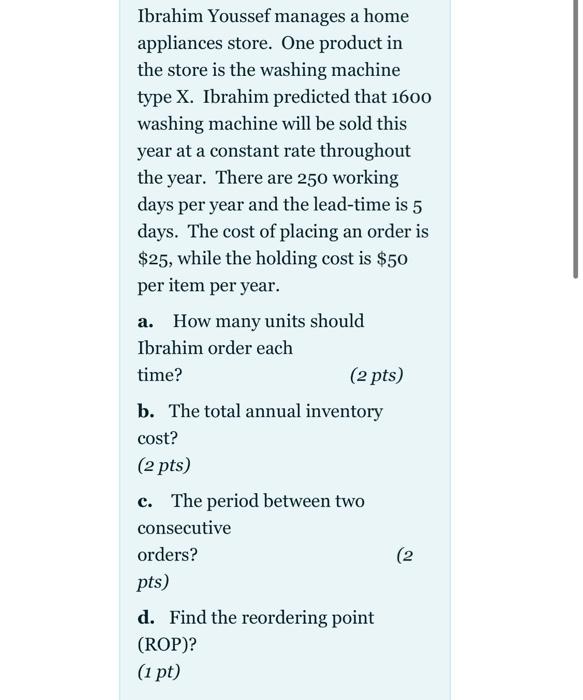 Ibrahim Youssef manages a home appliances store.