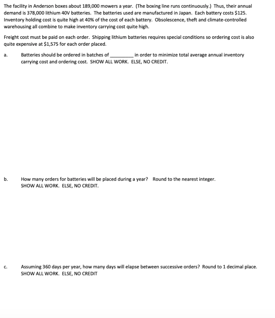 The facility in Anderson boxes about 189,000