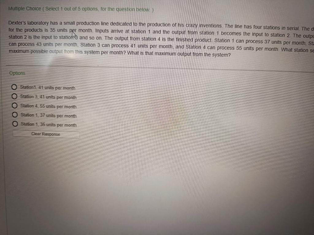 Multiple Choice ( Select 1 out of 5 options, for