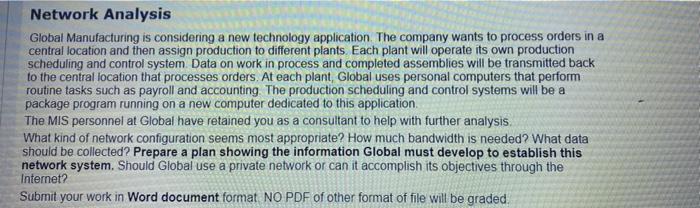 no hand writing please ! Network Analysis Global