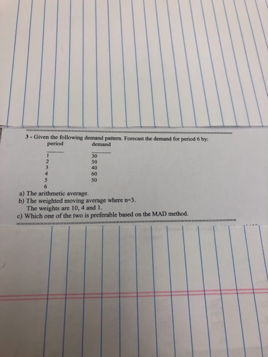 3. Given the following demand pattern. Forecast