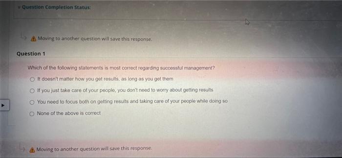 Question Completion Status: Moving to another