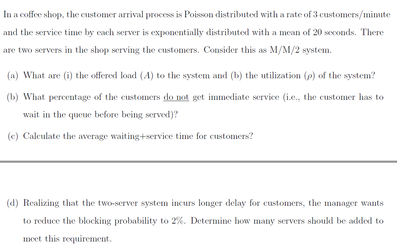 In a coffee shop, the customer arrival process is