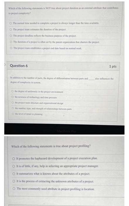 Question 8 Which of the following statements is