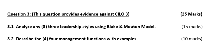 Question 3: (This question provides evidence